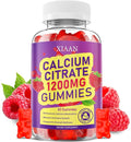 Calcium Citrate Gummies 1200mg Calcium Gummies for Women & Men, Chewable Calcium Supplements Support Immune Health & Bone Strength, Vegan/Sugar-Free/Gluten-Free, Raspberry Flavor 60 Count
