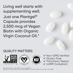 Sports Research® Biotin 2,500mcg with Organic Coconut Oil - Biotin (Vitamin B7) for Healthy Skin and Hair Support* - for Women and Men - Vegan, Non-GMO, Gluten & Soy-Free - 120 Veggie Softgels