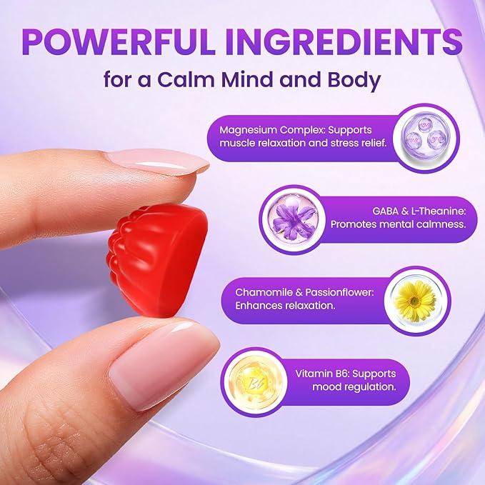 Magnesium Glycinate Gummies for Adults & Kids, High Absorption Triple Magnesium Complex Supplement with Glycinate, L-Threonate, Malate, Vegan, Sugar Free Chews for Sleep & Calm Mood, 2 Pack