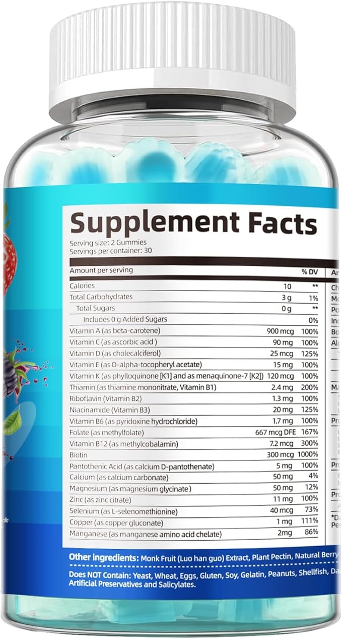 Migcopat 2-Pack Multivitamin for Men, Mens Multivitamins Gummies w/Omega-3, Probiotics, Inositol, Folate, Male Support Blend, Vitamins A, C, D, E, B - Support Heart, Brain, Muscle, Energy, Sugar-Free