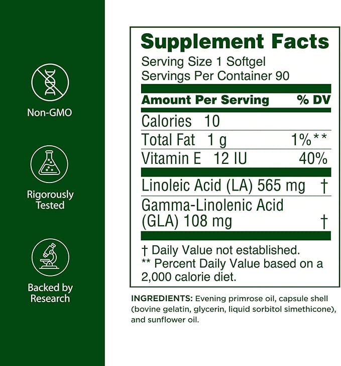 Efamol Pure Evening Primrose Oil - Natural Skin Supplement - Aids with Skin Firmness, Hydration, Wrinkles & Smoothness - with Omega-6 GLA - 180 Softgels