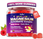 Magnesium Glycinate Gummies for Kids 4+ & Adults, 90 Counts No Melatonin Magnesium Gummies for Sleep & Calm, Sugar Free Vegan with Glycine, L-Theanine, B6, D3, Zinc & Omega 3 - Raspberry Flavor