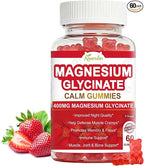 Magnesium Glycinate Gummies 400mg Sugar Free: Calm Magnesium Supplement for Women & Men, Sleep Support, Muscle & Bone Health Complex with Vitamin D3 B6 Calcium, Chewable Strawberry Gummy for Adults