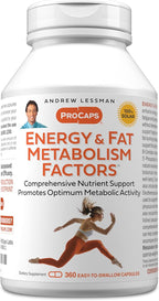 ANDREW LESSMAN Energy and Fat Metabolism Factors 360 Capsules - Promotes Optimum Fat Burning and Energy Metabolism, with Carnitine, Green Tea, Guarana, Ginseng, B-Complex. Easy to Swallow Capsules