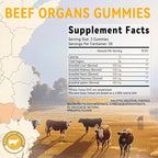 Beef Organ Supplement for Women：Grass Fed Beef Organ Gummies Supplement, Wellness with Liver Heart Kidney Pancreas Spleen Supports Women's Overall Energy and Health Non-GMO(60 Gummies)