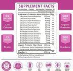 Probiorics for Women Probiotics Powder 50 Billion CFUs 13 Strain, Women's Probiotics with Prebiotics for Digestive Health and Immune Support, Cranberry for Urinary & Vaginal Health 30-Day-Supply