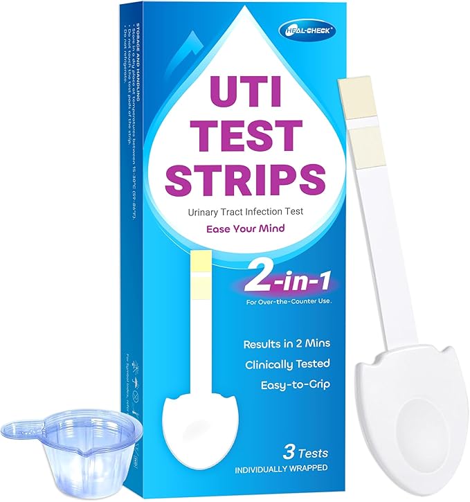 3 Pack UTI Test Strips, Urinary Tract Infection Test Kit for Women Men, Accurate Result in 2 Minutes, Monitor Bladder Health at Home, Clinically Tested, Easy to Grip, Individually Wrapped