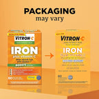 Vitron-C Iron Supplement, Once Daily, High Potency Iron Plus Vitamin C, Support Red Blood Cell Production, Dye Free Tablets, 60 Count (Pack of 4)