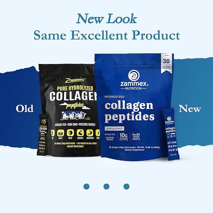 Premium Collagen Peptides Powder, 30 Sticks Travel Packets(Type I, III), Unflavored Collagen Protein Powder to Go, Hydrolyzed Collagen Peptides for Skin Hair Nail Joint, 10g per Serving, Paleo & Keto