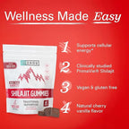 ZHOU Shilajit Gummies - Pure Himalayan Shilajit for Men and Women with Natural Resin Extract, 250 mg Per Serving, Clinically Studied, Gluten Free Formula - Cherry Vanilla Flavor, 60 Chews