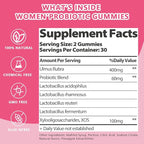 Feminine Vaginal Probiotics Gummies, Supports pH Balance & Digestive Health, Slippery Elm for Women, Suagr-Free, Veagn, Pineapple Flavor, 60 Count