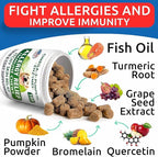 BARK&SPARK Dog Allergy Relief Soft Chews for Skin Health & Seasonal Allergies - Anti-Itch Supplement w/Omega-3, Quercetin & Bromelain Immune Treats for Dry Skin & Hot Spots - Chicken Liver - 180ct