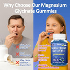 Magnesium Glycinate Gummies 400mg - Sugar Free Vegan Gummies for Adults & Kids with Vitamin D3, B6, C, CoQ10, Collagen, Zinc - Sleep, Muscle, Bone & Memory Support - 60 Blueberry Chewables / 2 Pack