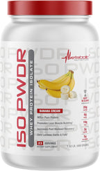 Metabolic Nutrition Whey Protein Isolate ISO PWDR Banana Cream, 1.54lb, 23 Servings, 26g Protein, Fast Digesting, Zero Carbs, Delicious Flavor, Very Low Carbs & Fat, Zero Lactose