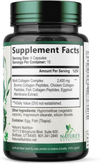 Multi Collagen 2400mg Per Serving - Advanced Formula Types I, II, III, V, X - Hydrolyzed Multi Collagen Pills - Collagen Peptides Supplement for Women & Men - Hair, Skin, & Nail Support - 60 Capsules