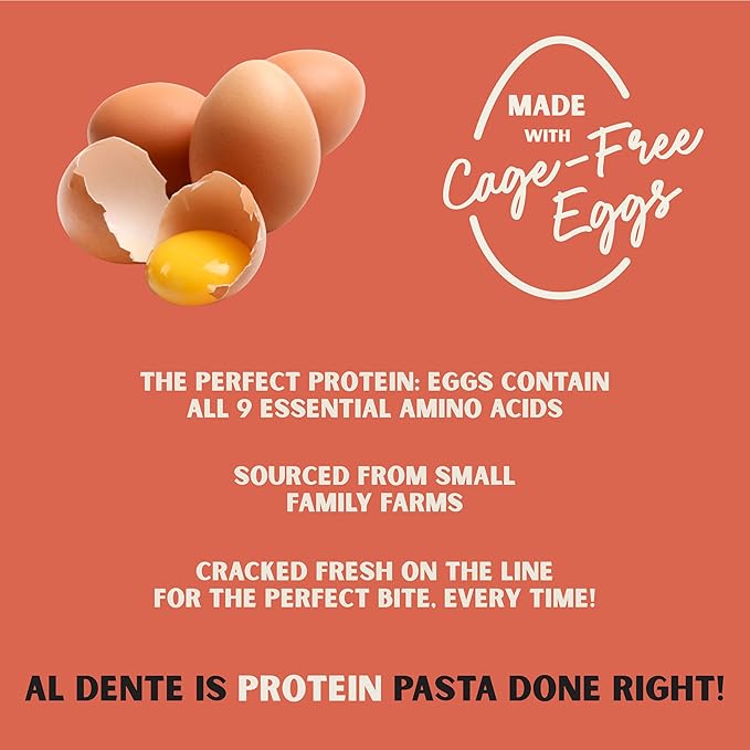Al Dente Protein Pasta Cavatappi – 30g High Protein in 3.5oz Serving, Lower Carb, High Fiber. Cage-Free Eggs & Semolina. (Previously Carba-Nada, Packaging May Vary) - 10oz Bags (Pack of 4)