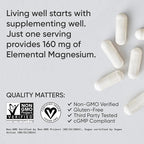 Sports Research® Magnesium Glycinate - Supports Restful Sleep & Enzymatic Processes - 160 mg Chelated Magnesium - Vegan Capsule - 90 Count
