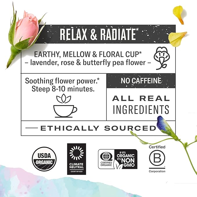 Numi Organic Damiana Relax Herbal Tea – 48 Herbal Tea Bags – Calming Damiana Blend for Gentle Relaxation Emotional Ease & Stress Relief