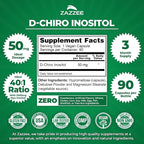 Zazzee 40:1 Ratio Myo and D-Chiro Inositol Supplement for Women | D-Chiro and Myo Inositol Capsules for Cycle Regulation Ovarian Support & Overall Hormone Balance for Women - Vegan & ISO Lab Tested