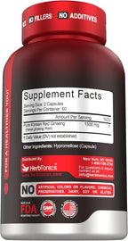 Herbtonics Korean Red Panax Ginseng 1500mg - Energy Supplement for Peak Performance, Focus & Vitality - High Potency Ginseng Root Extract - 120 Vegan Capsules