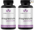 Luma Nutrition Magnesium Glycinate 1000mg Per Serving - Support Stress, Sleep, Nerve & Muscle Health - Pure Magnesium Supplement Capsules - Chelated for High Absorption - 60 Capsules (Pack of 2)