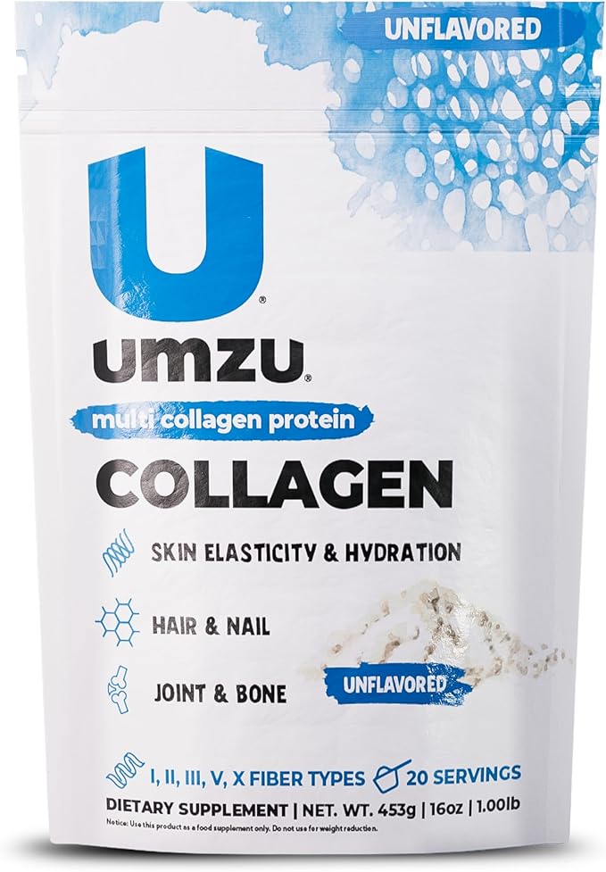 UMZU zuCollagen Multi Collagen Protein Powder, Unflavored – 5 Collagen Types I II III V X – High Protein Low Calorie Supplement for Hair Growth Skin Elasticity Joint Health and Daily Recovery Support
