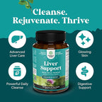 Liver Cleanse Detox & Repair - Herbal Liver Support with Ginger Root, Choline & Dandelion Root - Milk Thistle Supplement for Digestion & Immune Health - Silymarin, Beetroot & Artichoke - 120 Count
