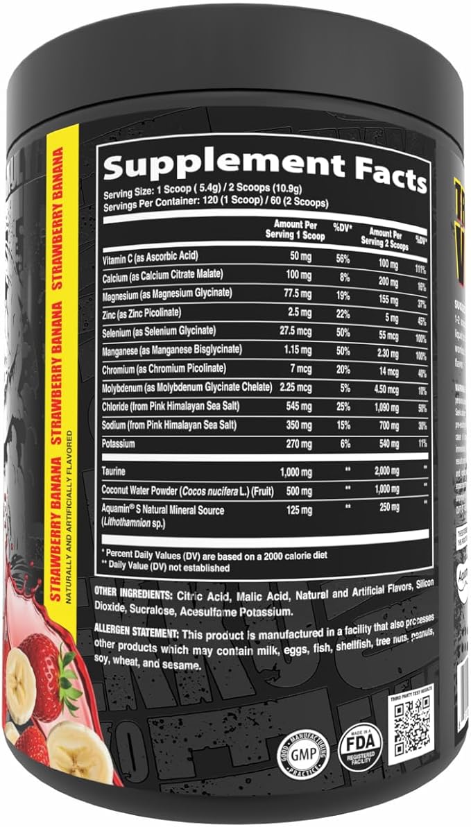 Ekkovision Ekkolyte Electrolytes & Minerals Powder, 50 MG Vitamin C & 155 MG Magnesium for Hydration Support, Electrolytes for Women & Men, Strawberry Banana Flavored Electrolyte Mix, 120 Servings