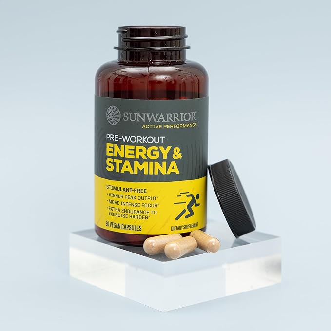 Energy & Stamina Capsules, Caffeine-Free Strength Support, Mushrooms, Thai Ginger for Endurance, Power & Faster Recovery 60 Vegan Capsules