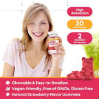 NAD+ Gummies, 1200mg Liposomal NAD Supplement for Women & Men with Trans-Resveratrol & Black Pepper Extract Anti-Aging Supplement, Brain & Cellular Mitochondrial Health - 120 Gummies Strawberry