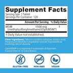 Doctor's Best MSM Supplement 1500mg for Men & Women - Supports Hair, Skin, Nails, Joint Health, & Mobility, Delivers Beneficial Sulfur with OptiMSM, Gluten Free, Non GMO, Vegan - 120 Tablets