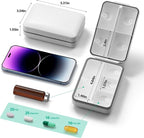 Weekly Pill Organizer, Extra Large Pill Box with Labels and Storage Bag, 8 GRIDS Medicine Pill Organizer, Moisture-Proof Airtight Travel Pill Case for Vitamin, Medicine, Supplement Organizer, White
