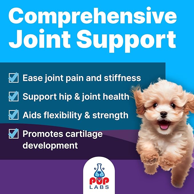 Pup Labs Freedom Joint Drops - Dog Joint Support Supplement with Human-Grade Ingredients - No Fillers, Preservatives, Additives, or Artificial Ingredients, 6 30 ml Droppers