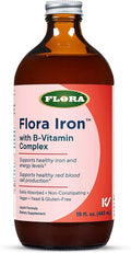 Flora Iron with B-Vitamin Complex - Helps Maintain Healthy Iron Levels - Non-Constipating, Highly Absorbable - Vitamin-B & Liquid Iron - Vegan Supplement - Yeast & Gluten Free, 15-oz. Glass Bottle