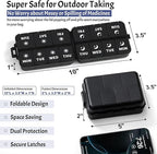 Foldable & Portable Weekly Pill Organizer 2 Times a Day with Clear Printed Labels - 7 Day AM PM Medicine Box, Week Daily Travel Pill Meds Case Holder for Medications, Vitamin, Supplement - Black