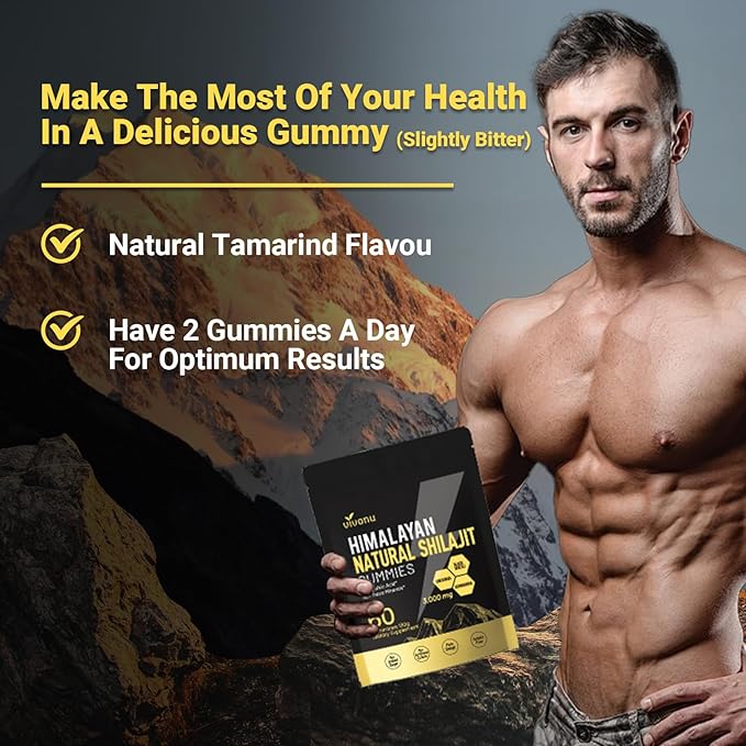 Pure Himalayan* Shilajit* Gummies, micronutrient Supplement, Himalayan Premium Ingredient with Shilajit, Ashwagandha, Gokshura, Fulvic Acid & 85+ Trace Minerals I for Men, Women (60 Gummies/1 Bag)