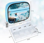 Serfeymi Weekly Travel Pill Organizer Pill Case for Purse with Removable 7 Day Pill Box, Fashionable Travel Medicine Organizer Pill Container for Medicine, Vitamin, Supplement - Blue 03 + Pill Box