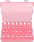 Fullicon Extra Large Weekly Pill Organizer 4 Times a Day, XL Large Pill Box, 7 Day Medicine Organizer, Pill case for Vitamin/Fish Oil/Supplements (Pink)