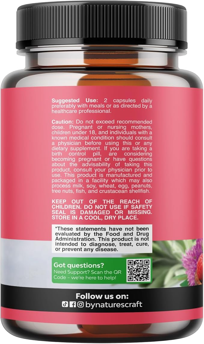 Natures Craft Complete Herbal Menopause Supplement for Women - Female Hormone Balance Capsules for Night Sweats Hot Flashes & Mood Swings with Dong Quai, Chaste Berry & Black Cohosh Root - 120 Count