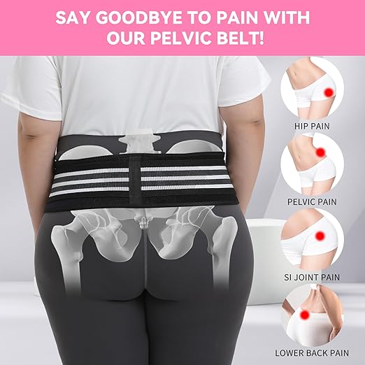 Sacroiliac SI Joint Hip Belt for Women Men-Alleviate Sciatica|Pelvic|Back|Lower Back Support, Pelvic Support Belt, Adjustable Lumbar Pain Relief,Black, M(Hip Size 30"- 45")