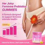 Her Juicy Feminine Probiotics Gummies, Premium Feminine Balance Gummies with Slippery Elm for Women's pH Balance, Healthy Odor, Flora and Immune Support 30-Day Supply