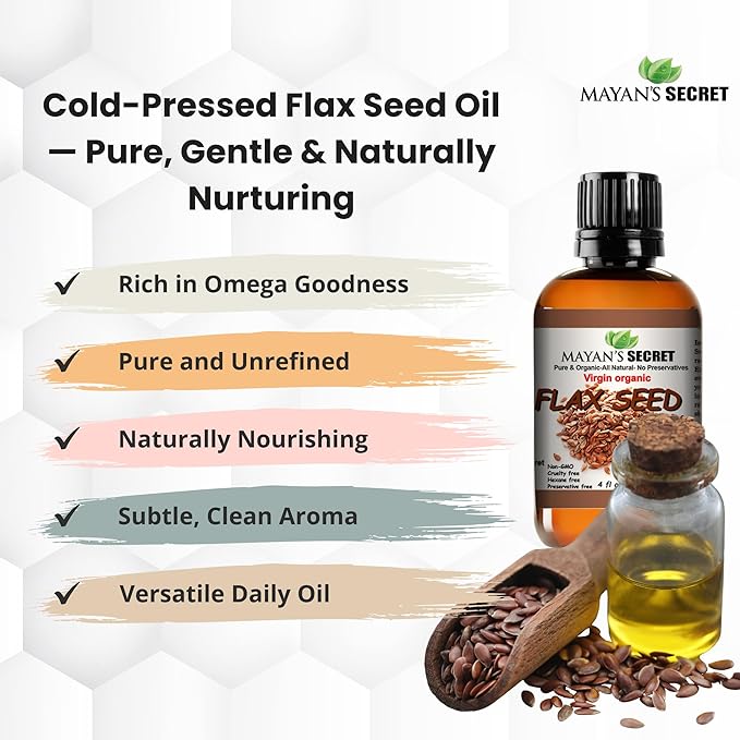 Pure Carrier and Essential Oils for Skin Care, Hair, Body Moisturizer for Face-Anti Aging Skin Care (Flax Seed Oil Organic, 4oz)