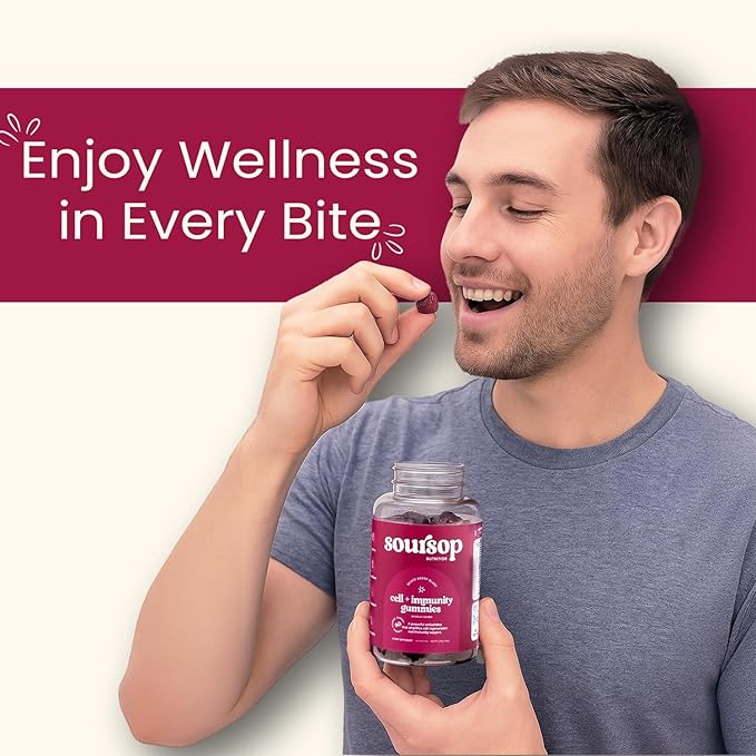Soursop Graviola Gummies - Sugar Free Soursop Gummies with Vitamin C, Zinc - Digestive Aid, Immune Support & Antioxidants - Made from Soursop Leaves - Sour SOP Supplement for Adults - (Berry 6-Pack)