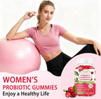 Women Probiotic Gummies for Feminine Health, Supports pH Balance, Vaginal Health, Odor Control & Yeast Balance, Digestive & Immune Support, Sugar Free Cranberry Flavor, 60 Count (Pack of 1)