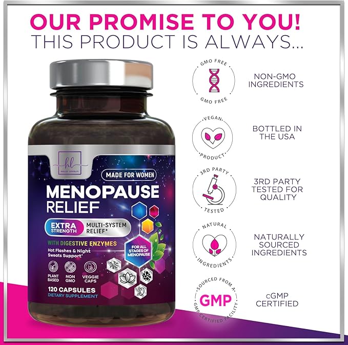 Menopause Supplements for Women - Hot Flash Night Sweats & Menopause Relief Pills - Probiotic Blend 8 Billion CFU Per Serving with Dong Quai & Black Cohosh - Vaginal, Digestive Support - 120 Capsules