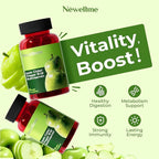 NEWELLME Sugar-Free Apple Cider Vinegar Gummies for Metabolism - 1000mg ACV with The Mother & Vitamin B12 for Energy Support - Vegan, Gluten-Free,120 Counts