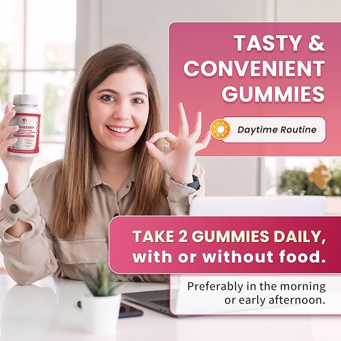 Lukaree Cranberry Gummies for Women – Cranberry Supplement Complex with D-Mannose, Ashwagandha, Magnesium, Ginseng – Urinary Tract, Mood & Energy Support – Daytime Vitality Supplement – 60 Count