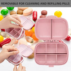 Cute Pill Organizer Small Bling Pill Case for Purse Medicine Vitamin Container Holder Daily Pill Box Container for Women Travel Medicine Kit(Pink)