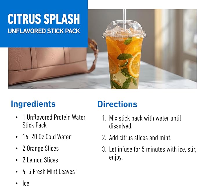 Isopure Clear Protein Stick Pack, Unflavored, 20 Count (Pack of 1)