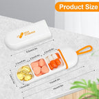 Toplive 2 Pack Travel Pill Organizer, Portable Pill Container Mini Daily Pill Organizer, Small Pill Case Travel Medicine Organizer Pocket Vitamin Supplement Fish Oil Box, White Orange & White Grey